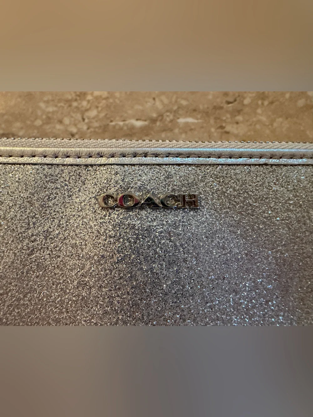 Coach Metallic Silver wristlet